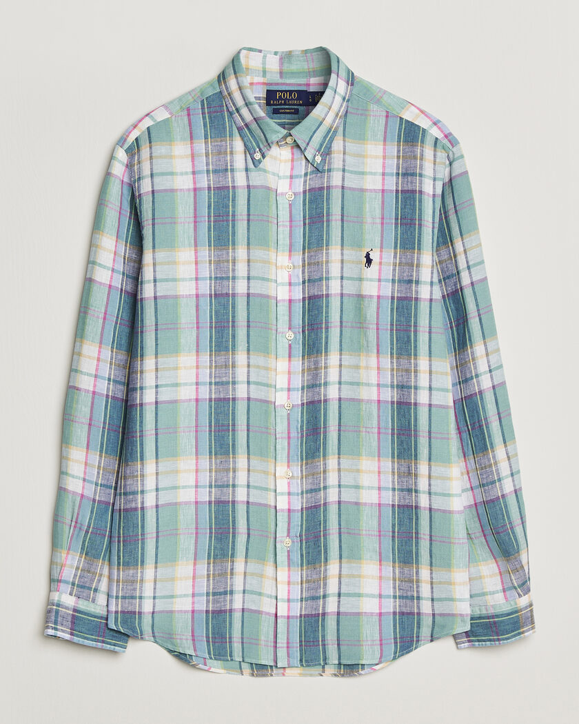 Polo Ralph Lauren Custom Fit Check Linen Shirt Green/Blue/White – Flerfarget