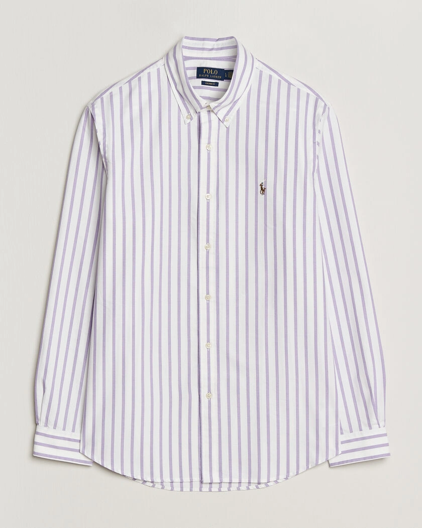 Polo Ralph Lauren Custom Fit Striped Oxford Shirt Purple – Lilla