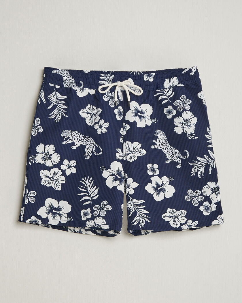 Polo Ralph Lauren Traveler Mid Trunk Seersucker Jaguar Tropical – Blå