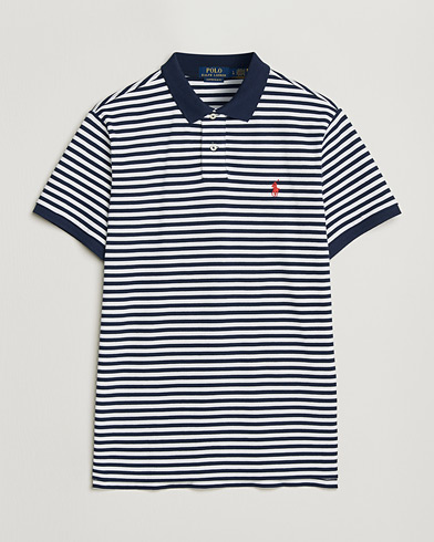 Polo Ralph Lauren Custom Slim Fit Striped Polo Navy/White – Blå