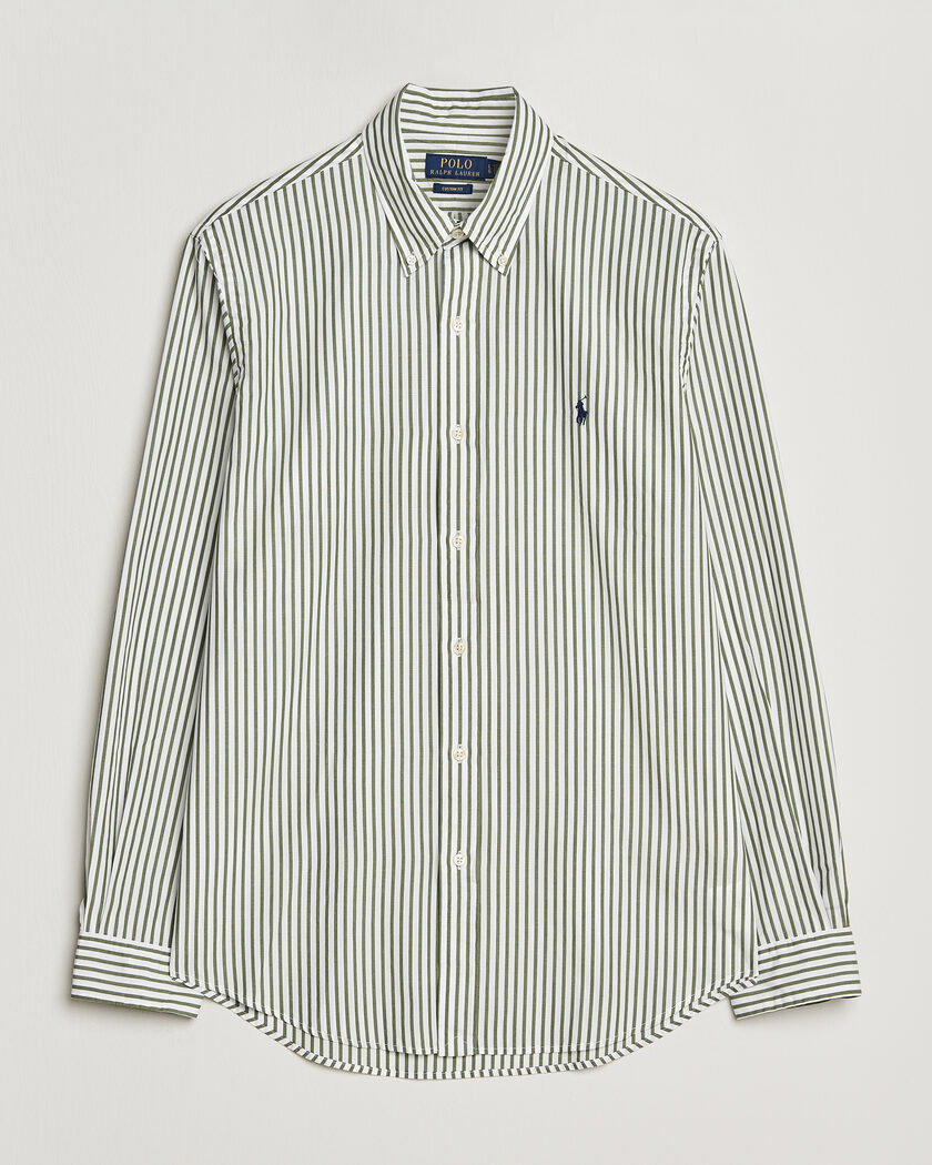 Polo Ralph Lauren Custom Fit Poplin Striped Shirt Garden Trail – Grønn