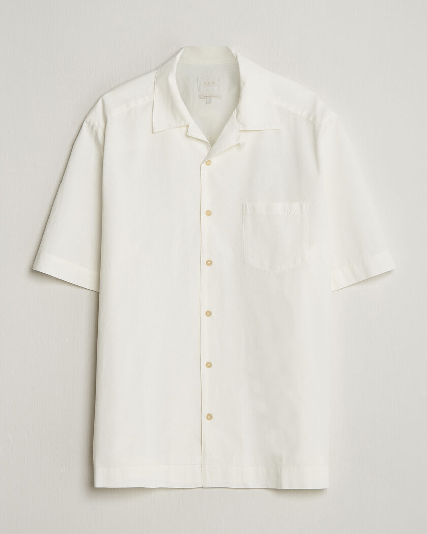 A.P.C. Jude Cotton/Linen Short Sleeve Shirt White – Hvit