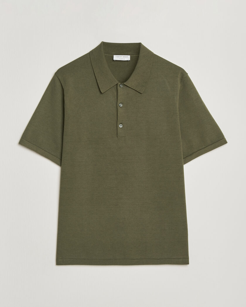 Tiger of Sweden Erros Cotton Knitted Polo Kalamata Green – Grønn