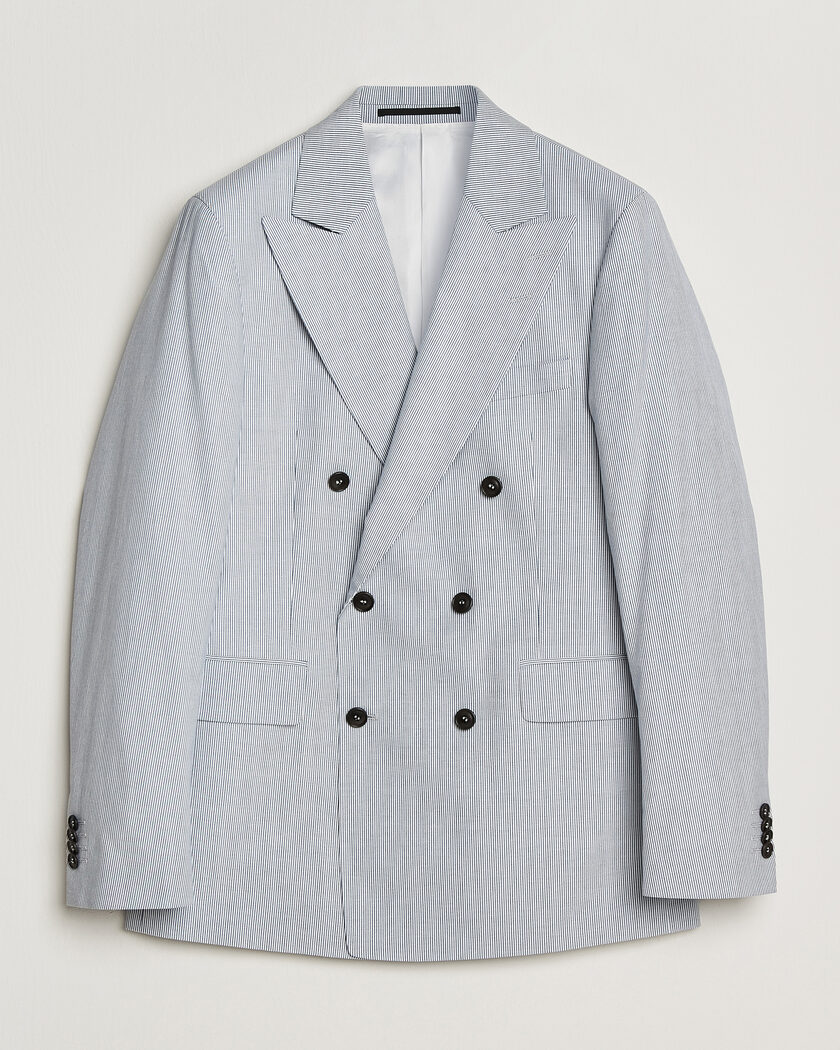 Tiger of Sweden Ease Cotton Double Breasted Blazer Thunder Blue – Blå