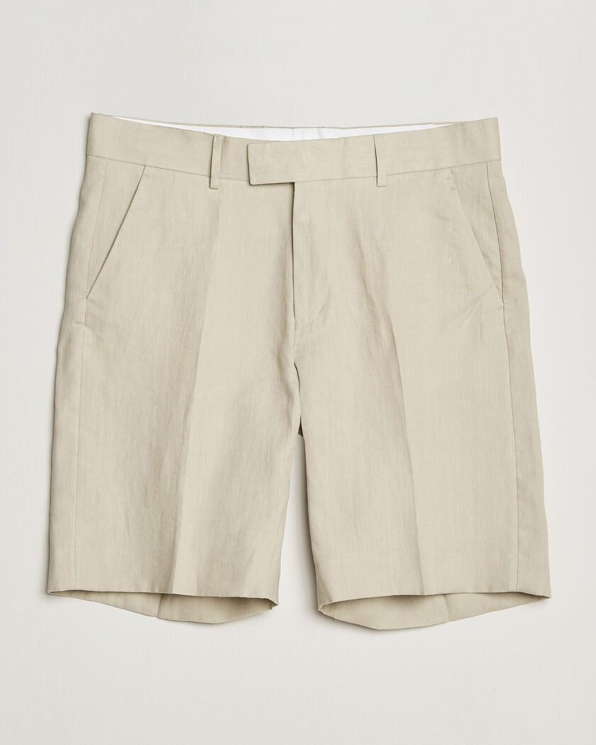 Tiger of Sweden Troy Pleated Linen Shorts Cream Sand – Beige