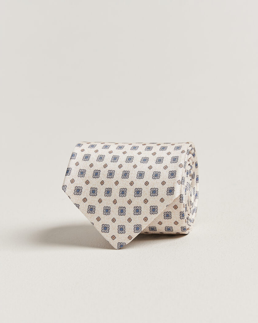 Amanda Christensen Silk Oxford 8cm Flower Tie Cream – Hvit