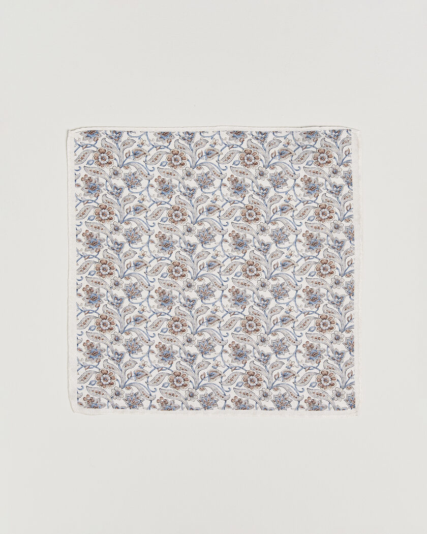 Amanda Christensen Silk Oxford Large Flower Pocket Square Cream – Hvit