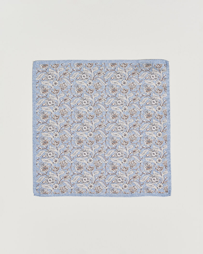 Amanda Christensen Silk Oxford Large Flower Pocket Square Blue – Blå