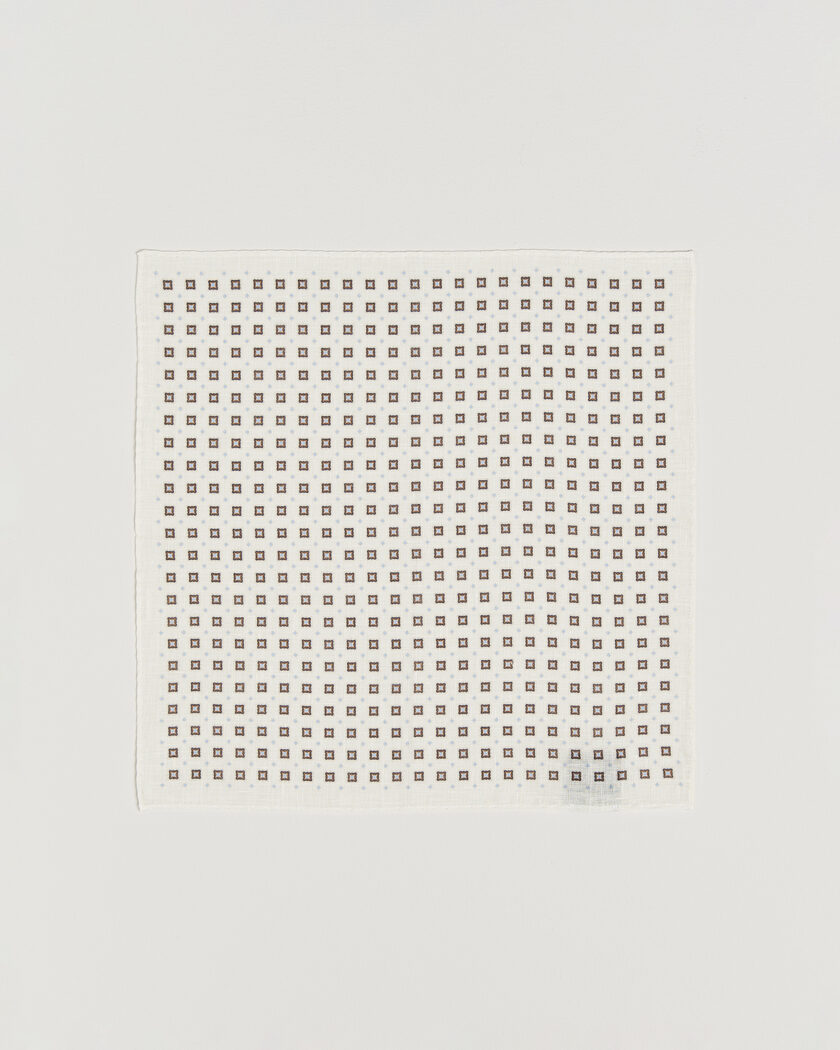 Amanda Christensen Linen Medallion Pocket Square Cream – Hvit