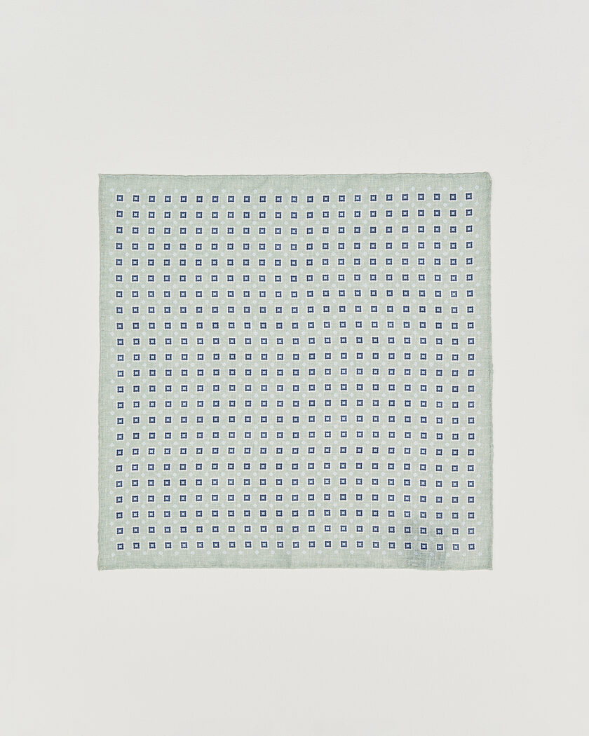 Amanda Christensen Linen Medallion Pocket Square Green – Grønn