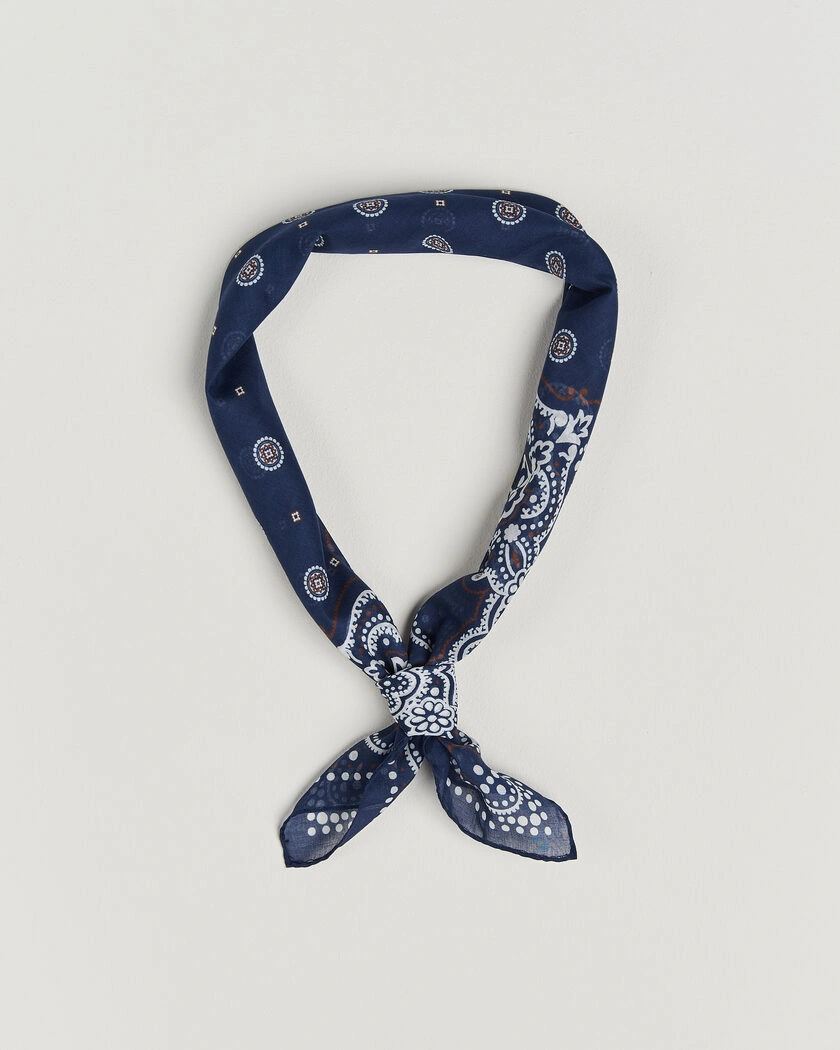 Amanda Christensen Cotton Voilé Medallion Bandana Navy – Blå