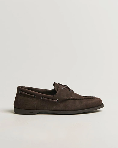 John Lobb Foil Boat Shoes Dark Brown Nubuck – Brun