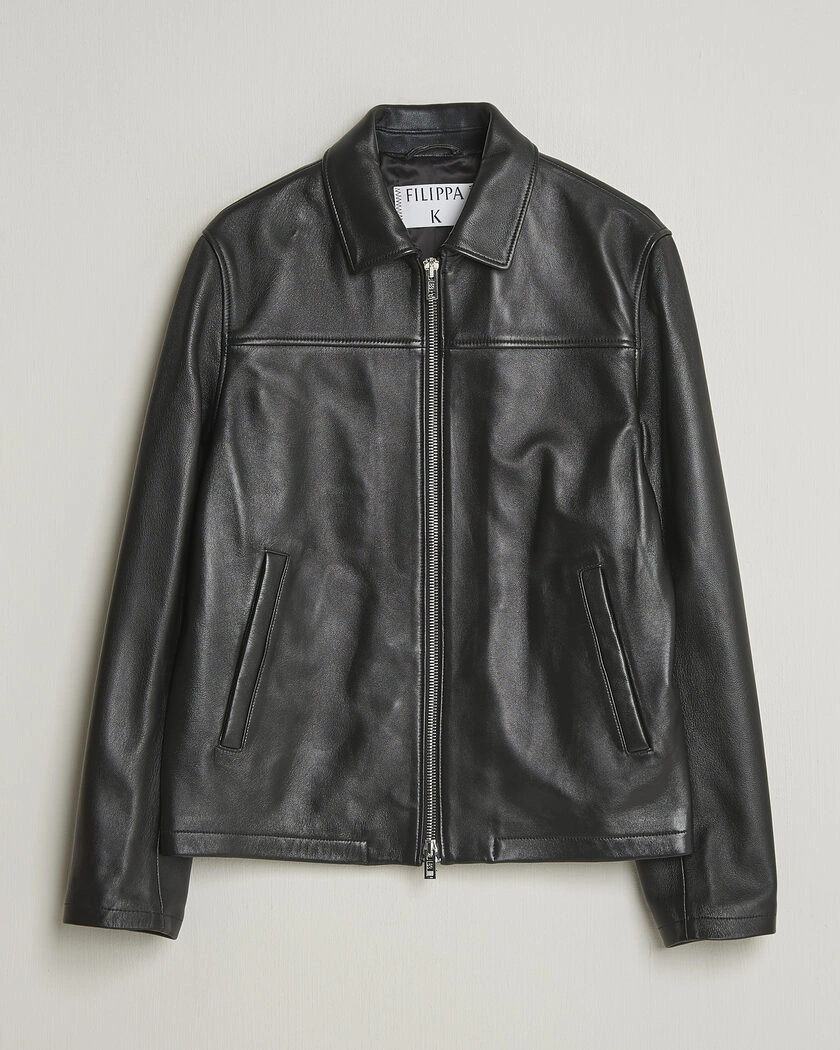 Filippa K Leather Coach Jacket Black – Svart