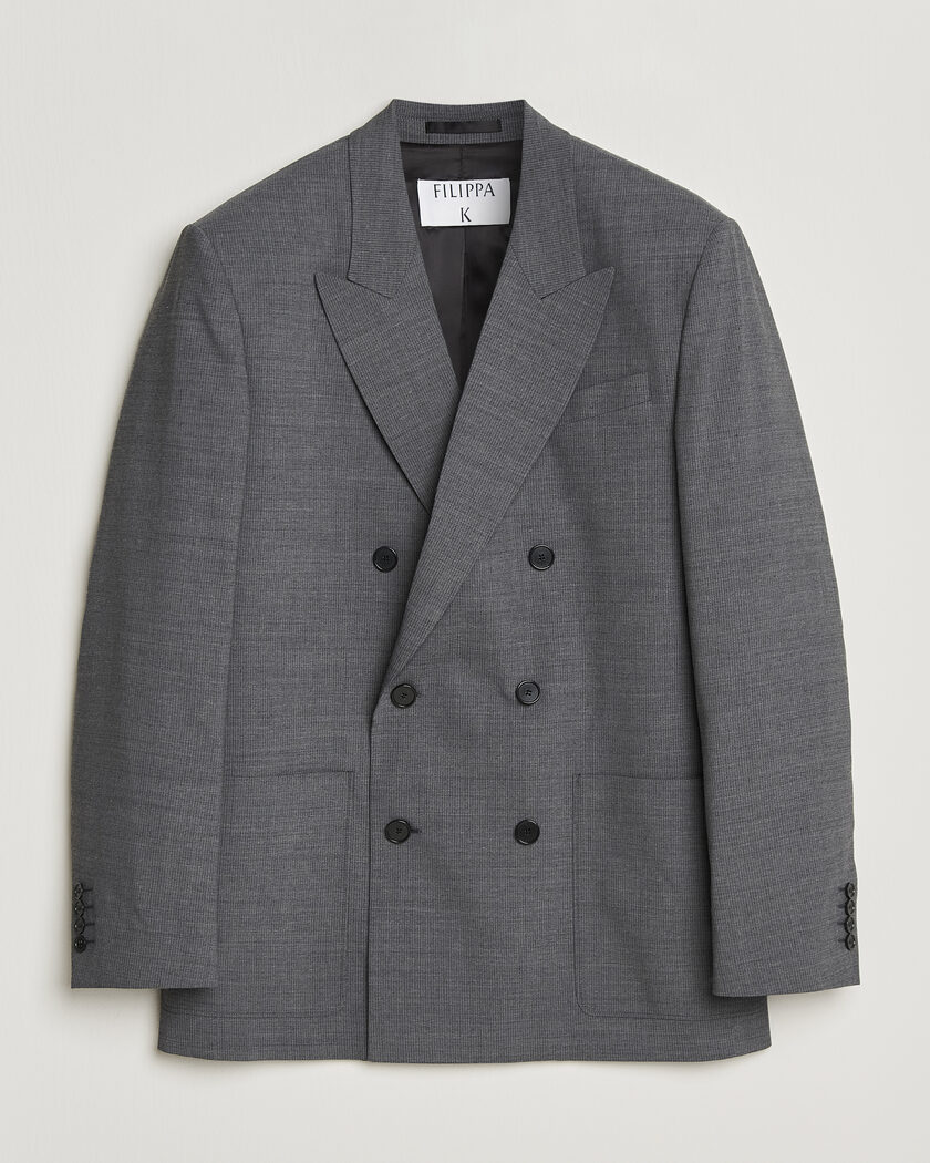Filippa K Michael Wool Pinstriped Double Breasted  Blazer Mid Grey – Grå