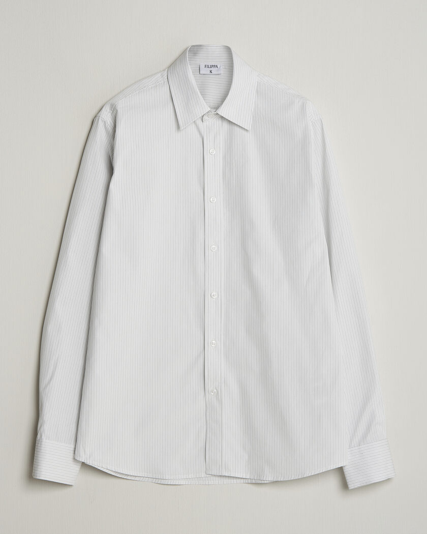 Filippa K Cotton Poplin Striped Shirt White/Black – Hvit