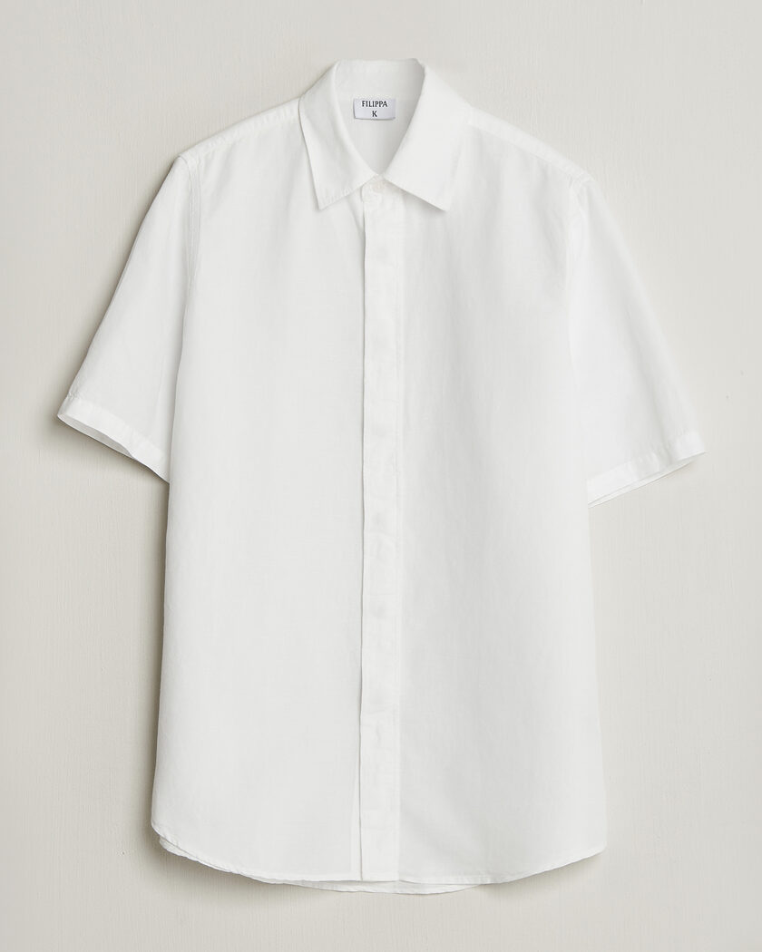 Filippa K Cotton/Linen Short Sleeve Shirt White – Hvit