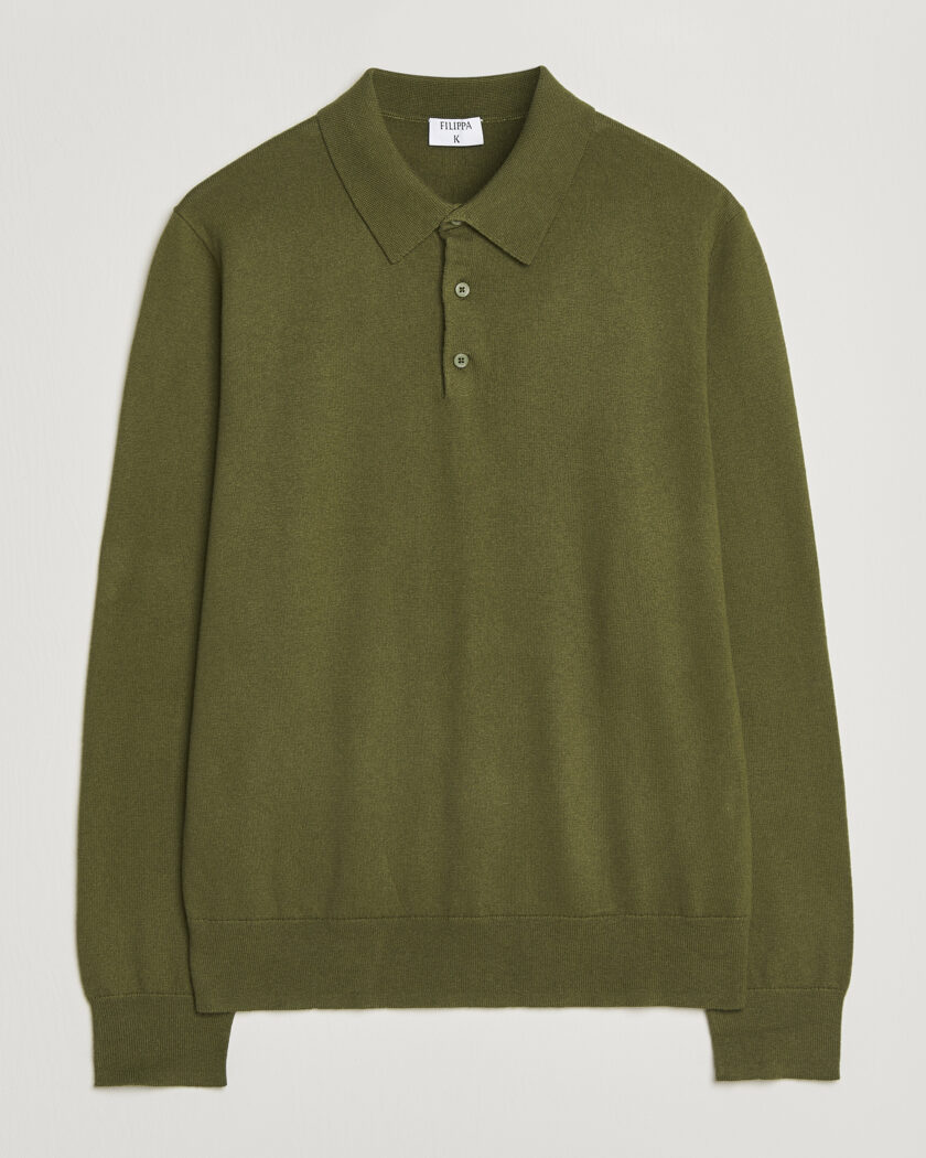 Filippa K Knitted Polo Shirt Laurel Green – Grønn