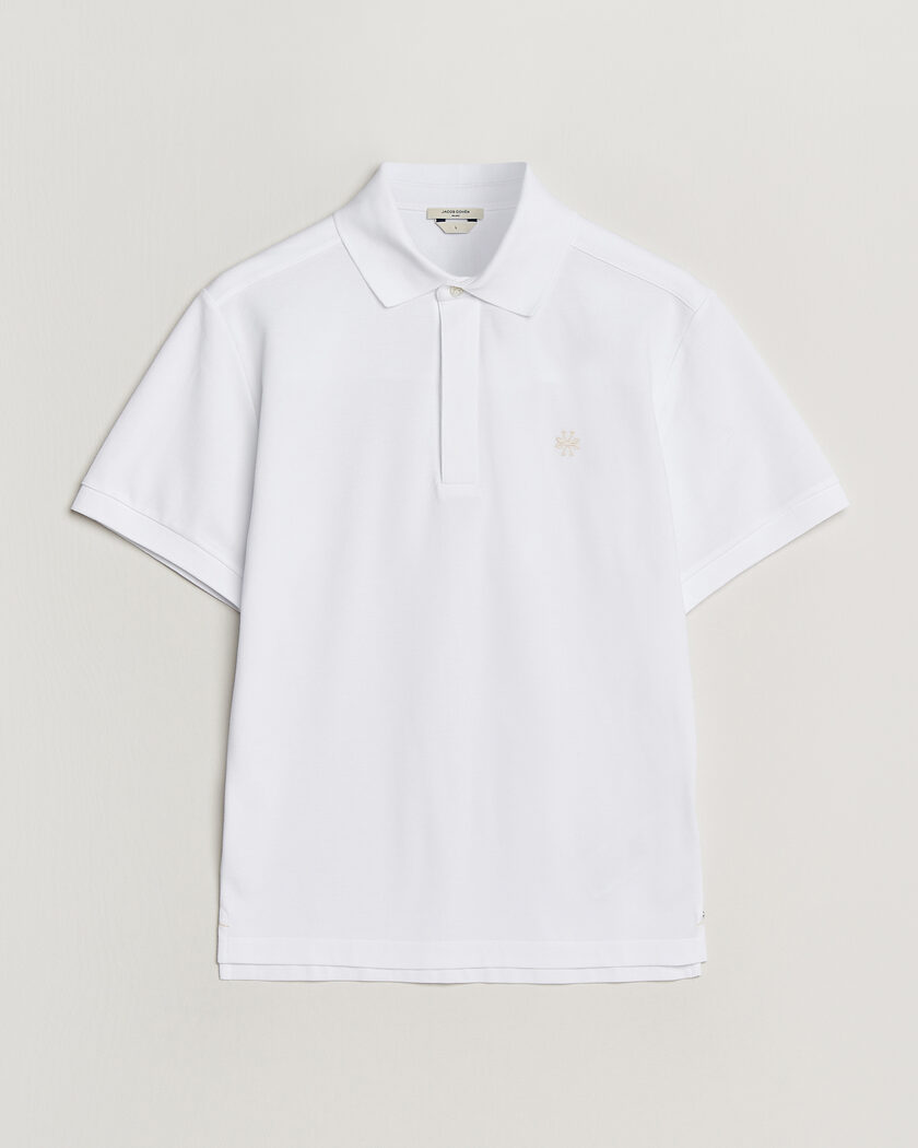  Jacob Cohën Cotton Polo Piquet Optical White – Hvit