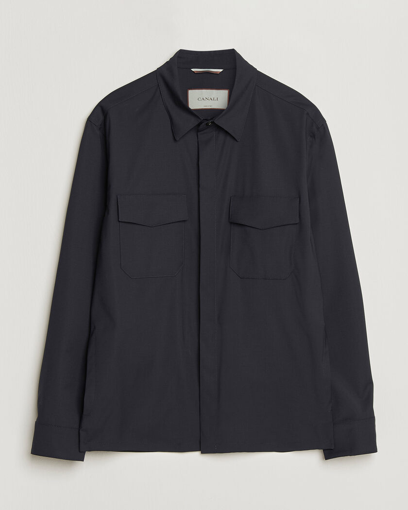 Canali Travel Wool Overshirt Navy – Blå