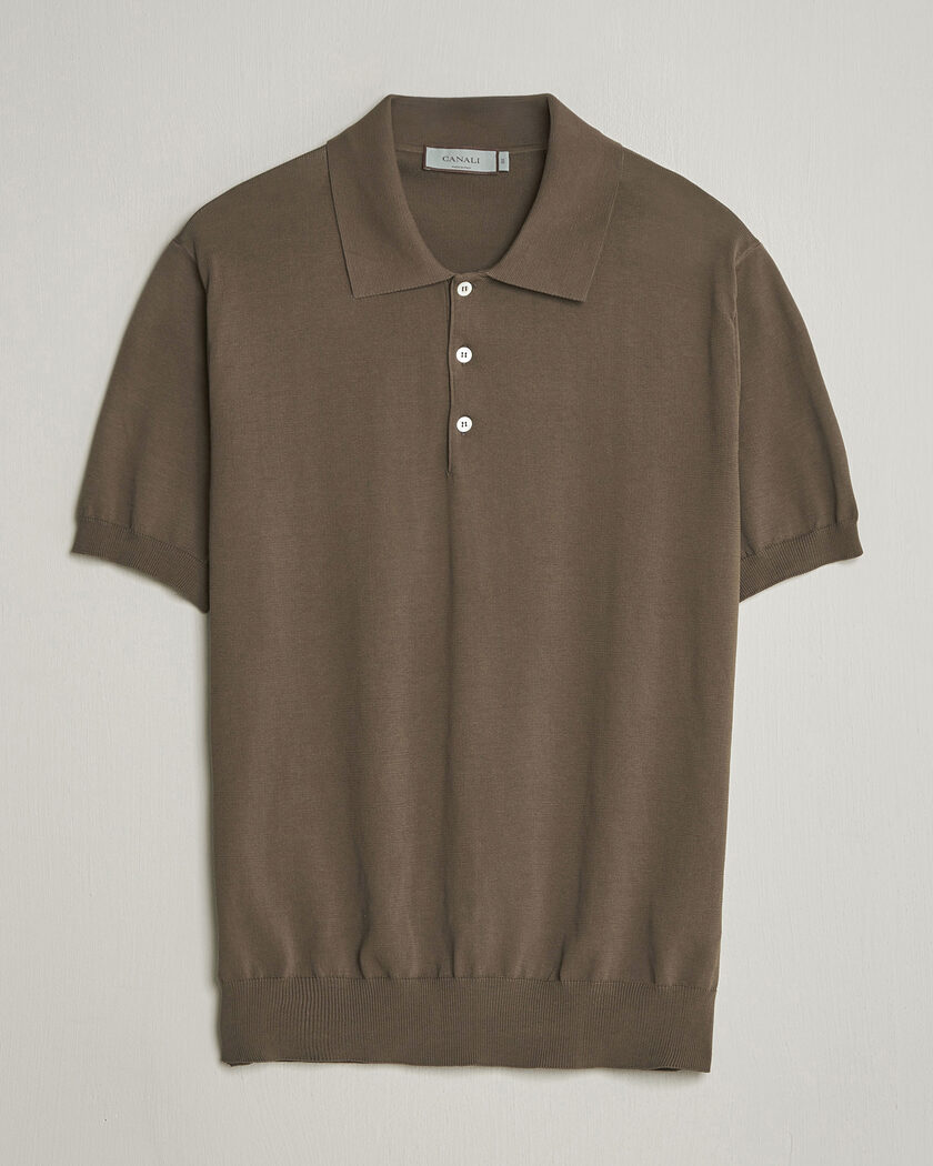 Canali Cotton Short Sleeve Polo Brown – Brun