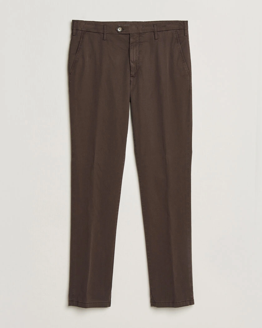 Canali Regular Fit Cotton/Stretch Chinos Dark Brown – Brun
