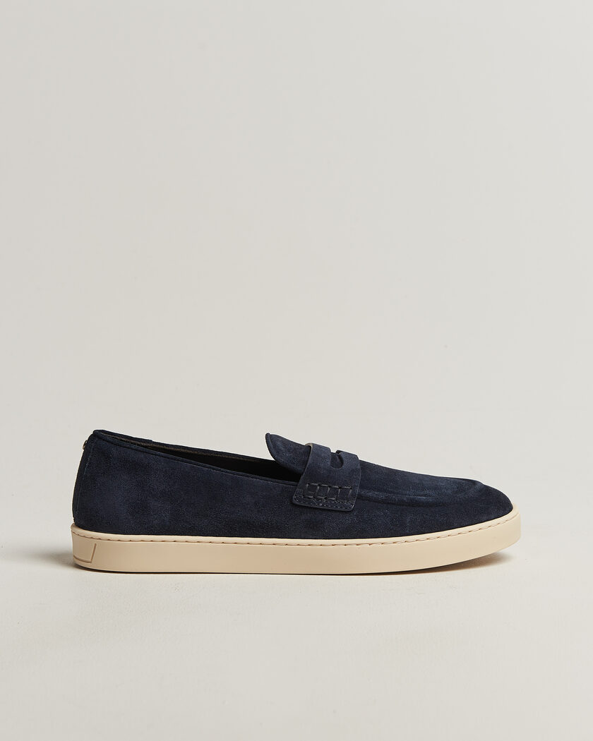 Canali Summer Loafers Navy Suede – Blå