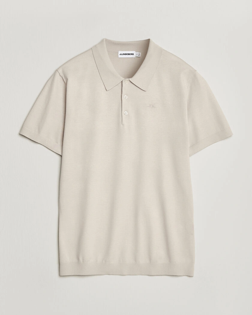 J.Lindeberg Ridge Knitted Polo Moonbeam – Beige