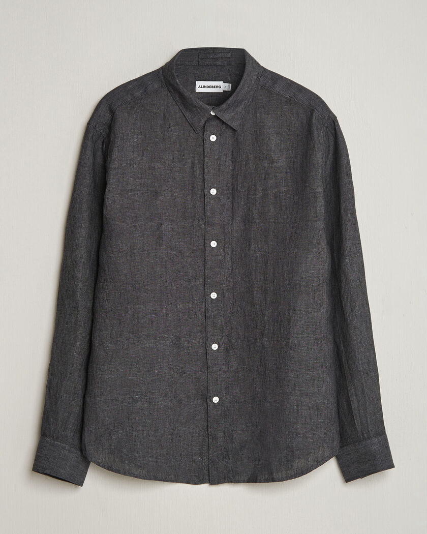 J.Lindeberg Marlon Linen Melange Shirt Black – Svart