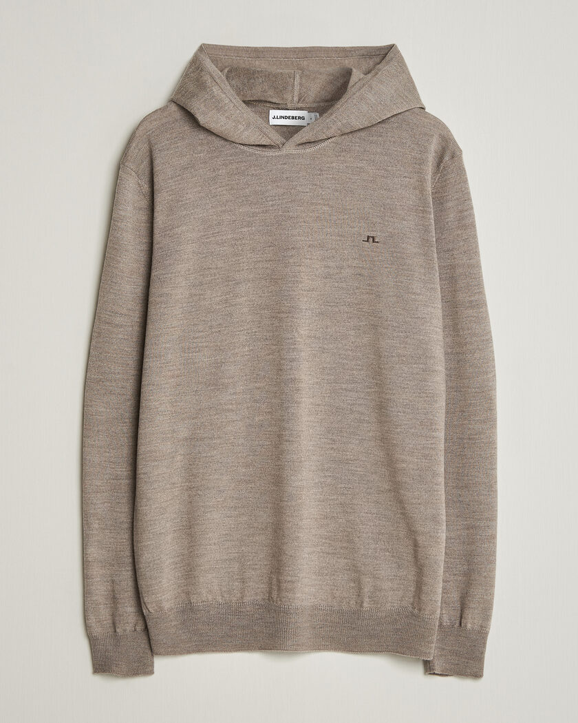 J.Lindeberg Karl Merino Hoodie Brindle Melange – Grønn
