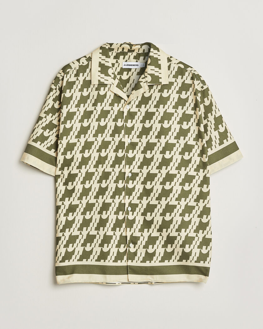 J.Lindeberg Ellis Border Resort Shirt Glitch Kalamata – Grønn