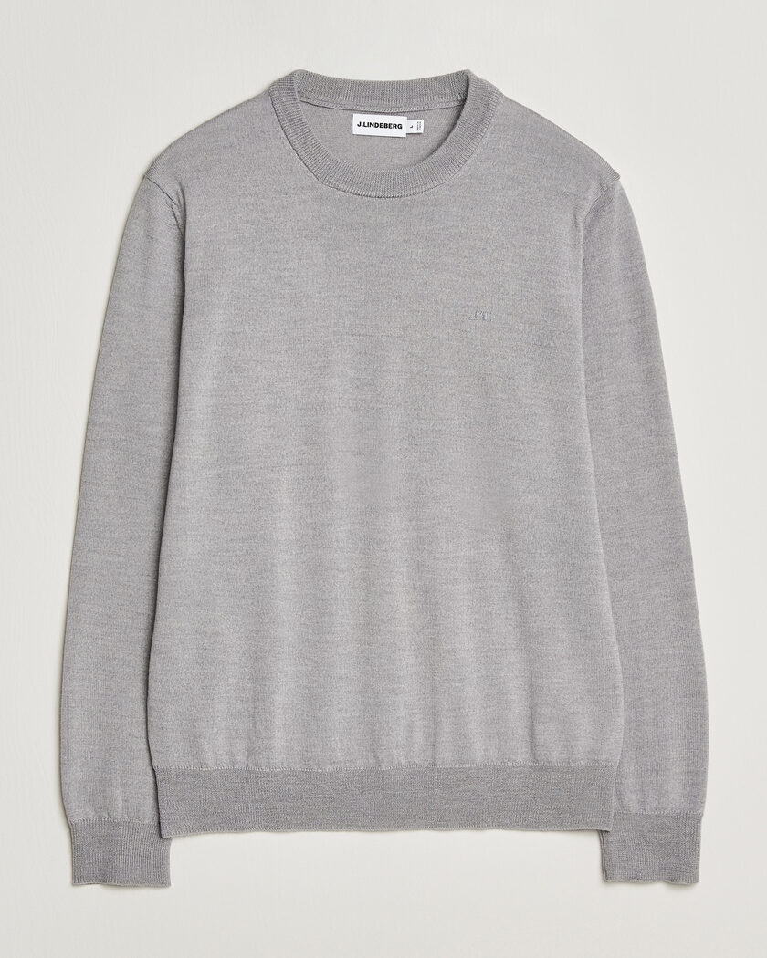 J.Lindeberg Keane Merino Crew Neck Pullover Light Grey Melange – Grå