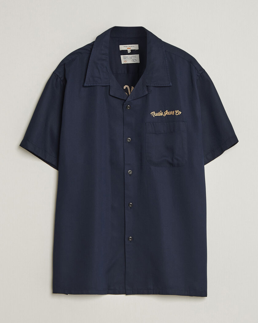 Nudie Jeans Arthur Bowling Shirt Navy – Blå