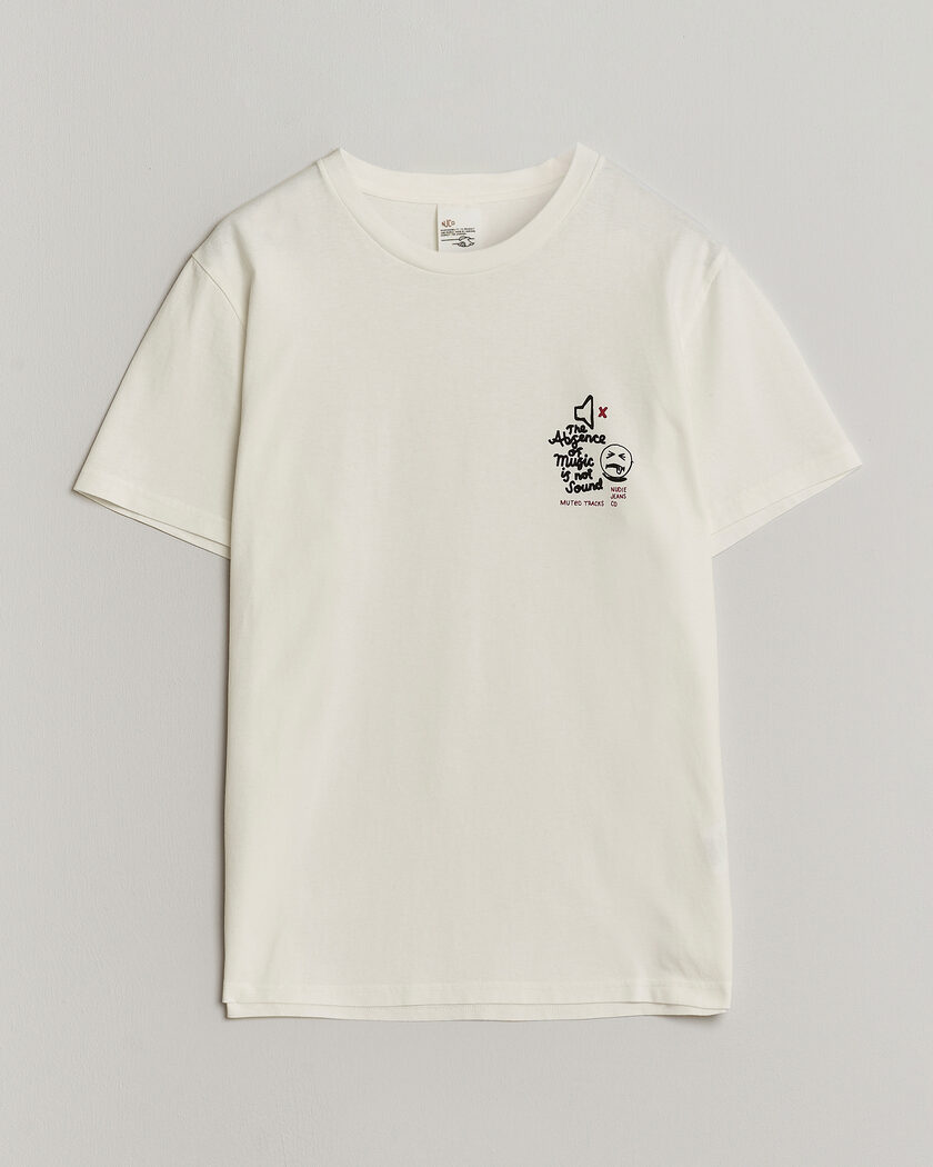 Nudie Jeans Roy Printed T-Shirt Chalk White – Hvit