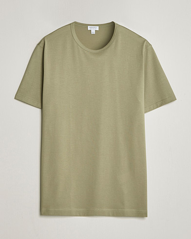Sunspel Crew Neck Q82 Cotton T-Shirt Pistachio – Grønn