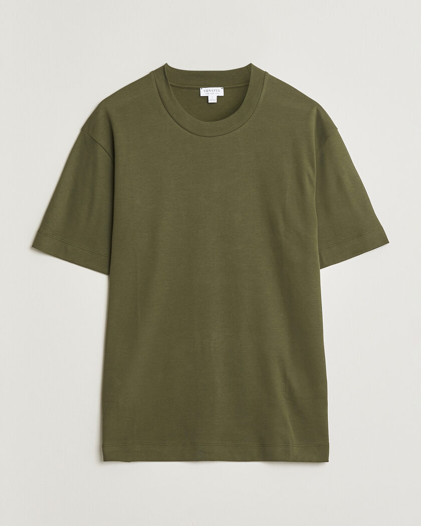 Sunspel Heavy Weight Supima Cotton T-Shirt Deep Olive – Grønn