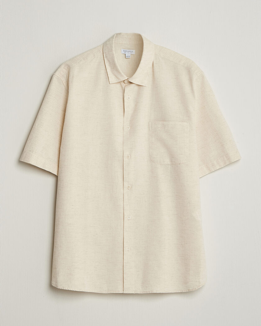Sunspel Natural Texture Linen Shirt Ecru – Hvit