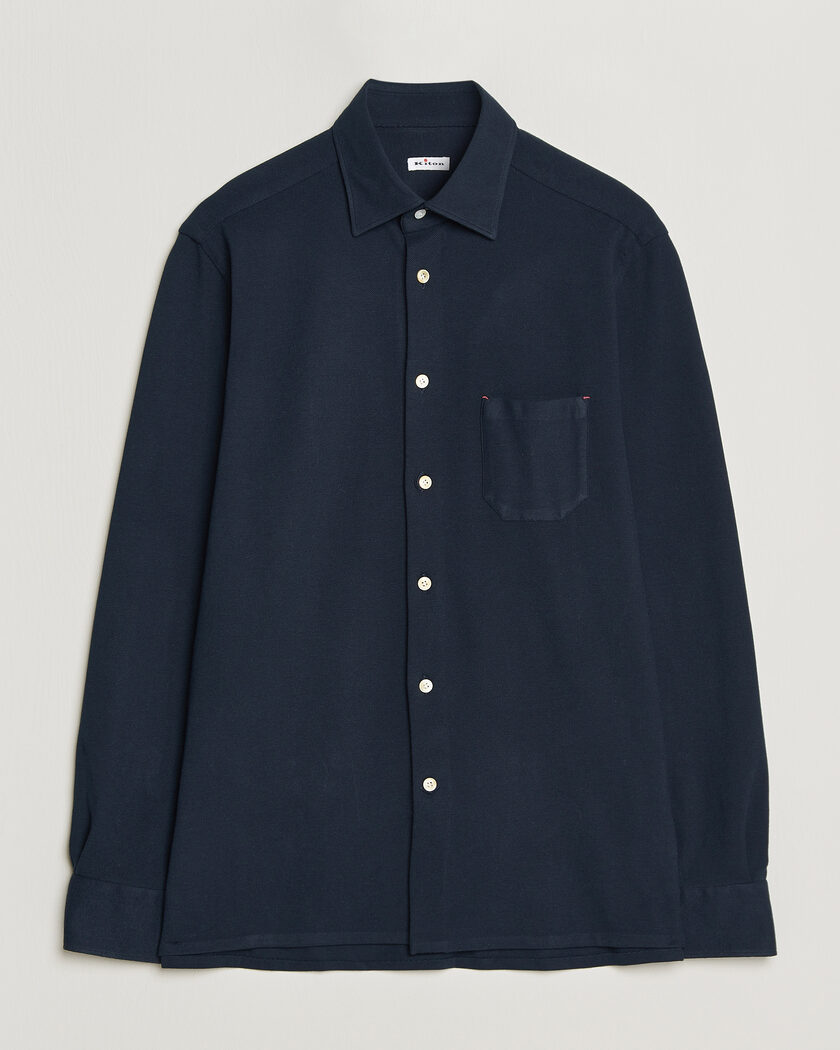 Kiton Jersey Piquet Shirt Navy – Blå