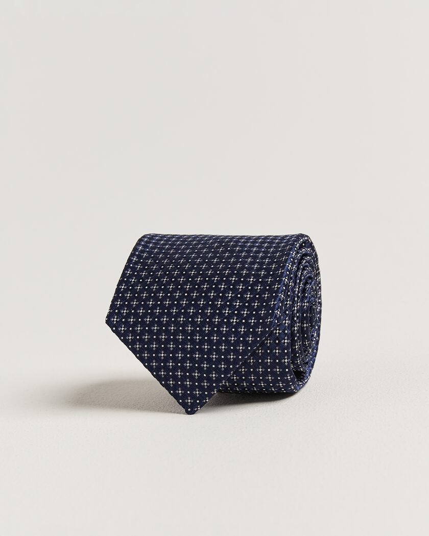 Kiton Flower Jacquard Silk Tie Navy – Blå