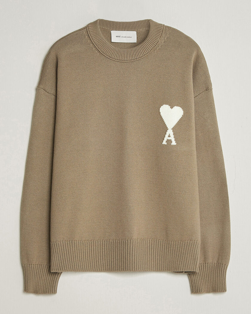 AMI Big Heart Wool Sweater Beige – Brun