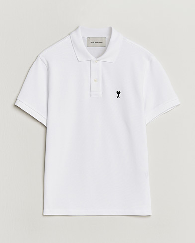 AMI Contrast Heart Logo Polo White – Hvit
