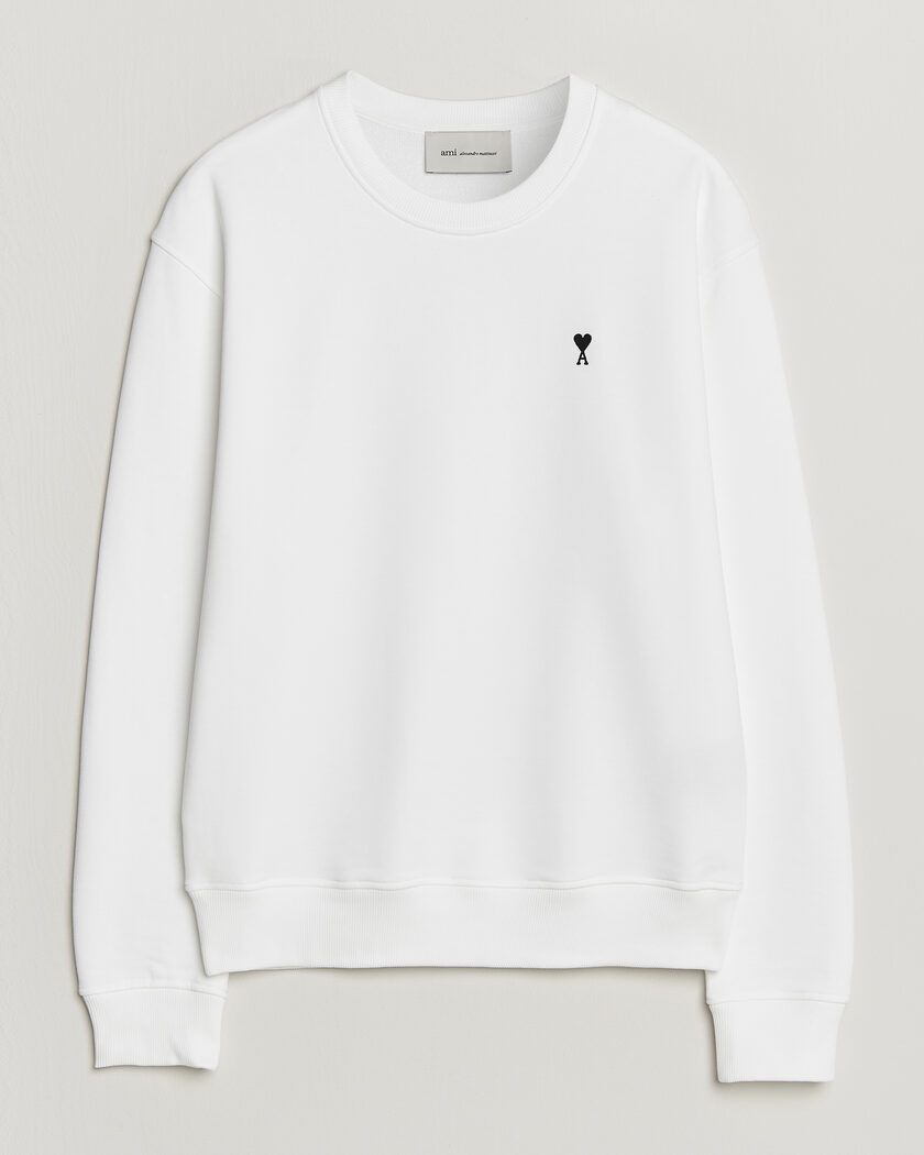 AMI Contrast Heart Logo Sweatshirt White – Hvit
