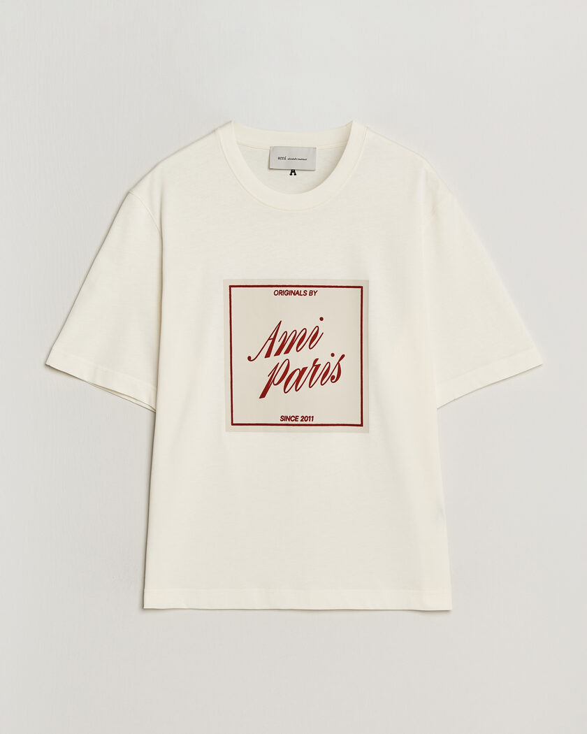  AMI Boxy Fit Printed T-Shirt Creme – Hvit