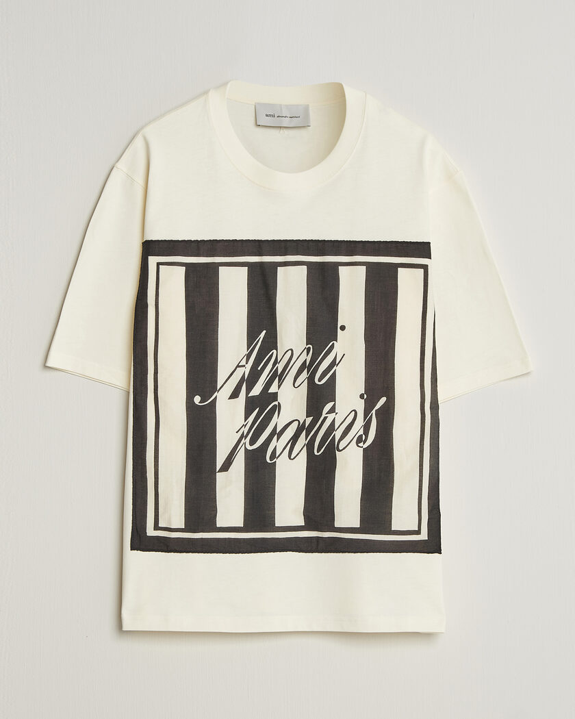 AMI Boxy Fit Printed T-Shirt Creme – Hvit