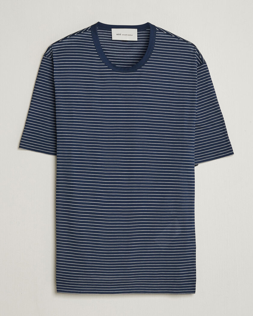 AMI Striped T-Shirt Navy/White – Blå