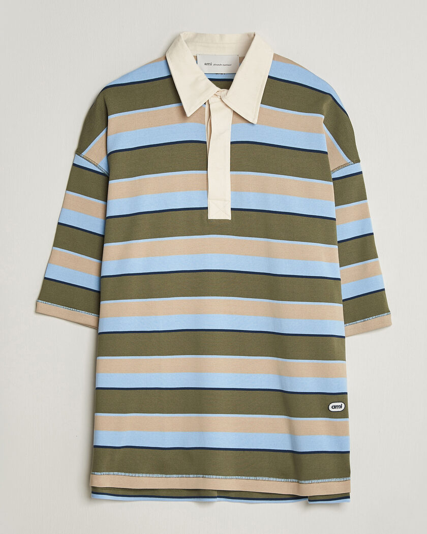 AMI Oversize Fit Striped Polo Multi – Flerfarget