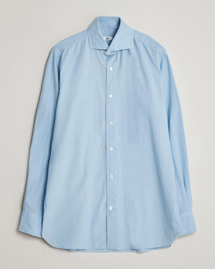 100Hands Light Cotton Voile Denim Shirt Blue – Blå