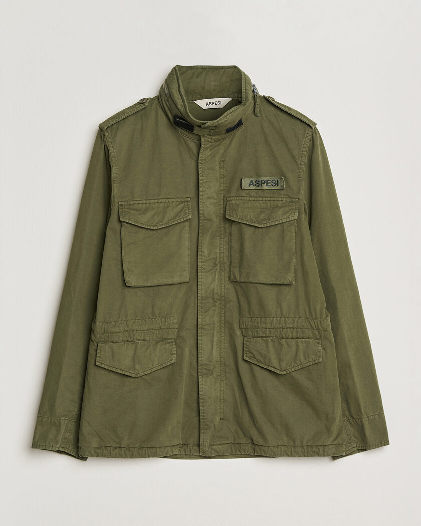 Aspesi Washed Cotton Field Jacket Military – Grønn