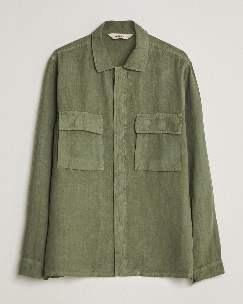 Aspesi Linen Overshirt Military – Grønn