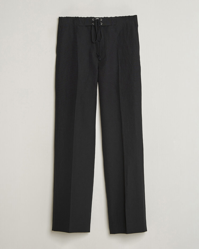 Auralee Wool/Linen Ox Drawstring Pants Black – Svart