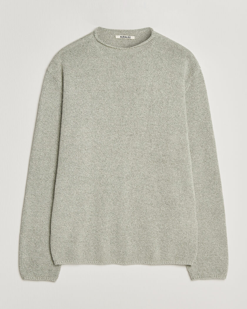 Auralee Cashmere/Silk Crew Neck Mint Melange – Grønn